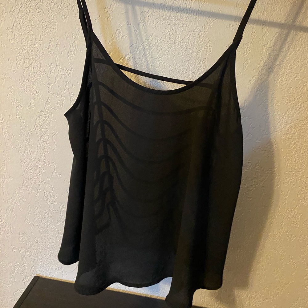 Black flowy tank- open back